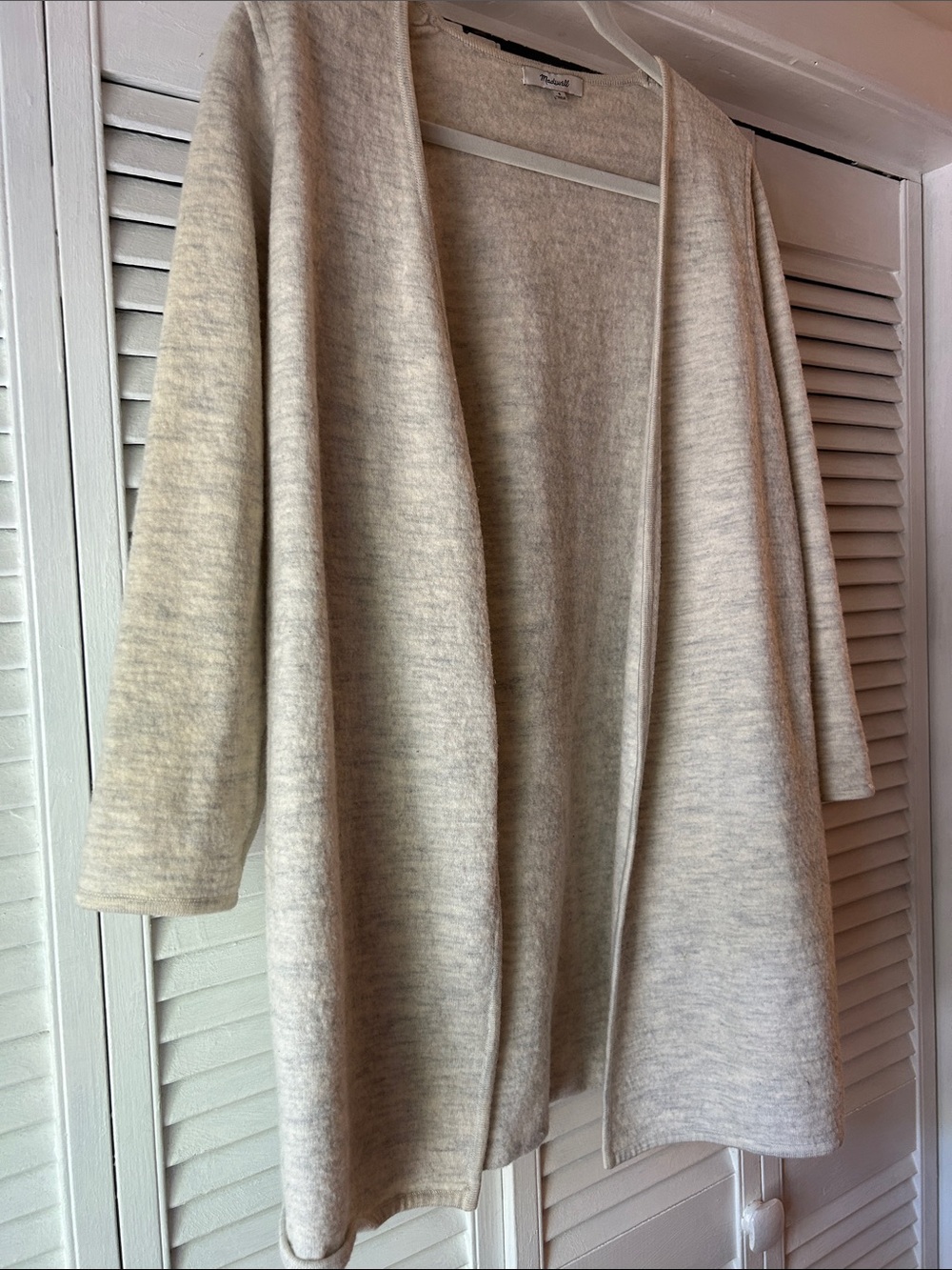 Madewell Merino Wool Open-Front Cream-Tone Knit Cardigan